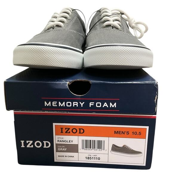 IZOD Men's Canvas Memory Foam Sneakers Grey Size 10.5 NIB - Picture 8 of 16